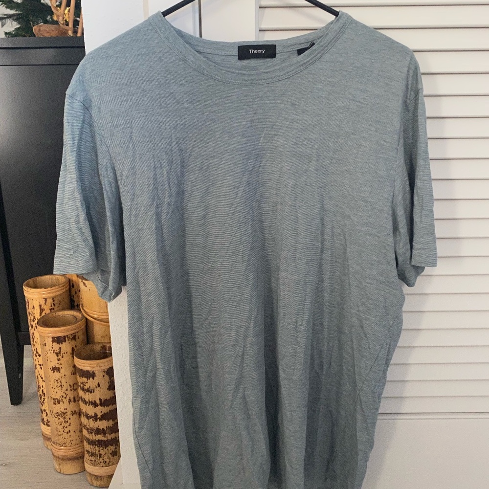Theory Light Grey/Light Blue Tee
